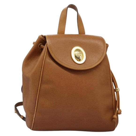 Christian Dior Backpack Leather Brown Gold Auth BA1796 - Picture 1 of 16